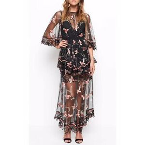 Alice McCall Marigold Dress in Black Sugar Plum - Size 8 - New